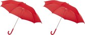 Set van 2x storm paraplus voor kinderen 77 cm doorsnede in het rood - Windproof/stormproof paraplu