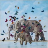 Kare Schilderij Touched Elephants with Butterflies 120x120 cm