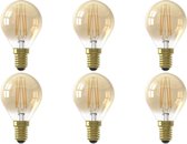 CALEX - LED Lamp 6 Pack - Kogellamp P45 - E14 Fitting - 3W - Dimbaar - Warm Wit 2100K - Goud - BES LED