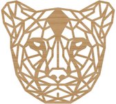 Geometrische Dieren Panter - Bamboe hout - S (25x23 cm) - Cadeau - Kinderen - Geschenk - Woon decoratie - Woonkamer - Slaapkamer - Geometrische wanddecoratie - WoodWideCities