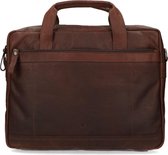 Manfield - Donkerbruine laptoptas van leer