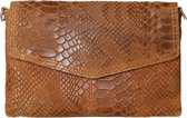 Manfield - Cognac metallic clutch snakeskin