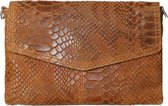 Manfield - Cognac metallic clutch snakeskin