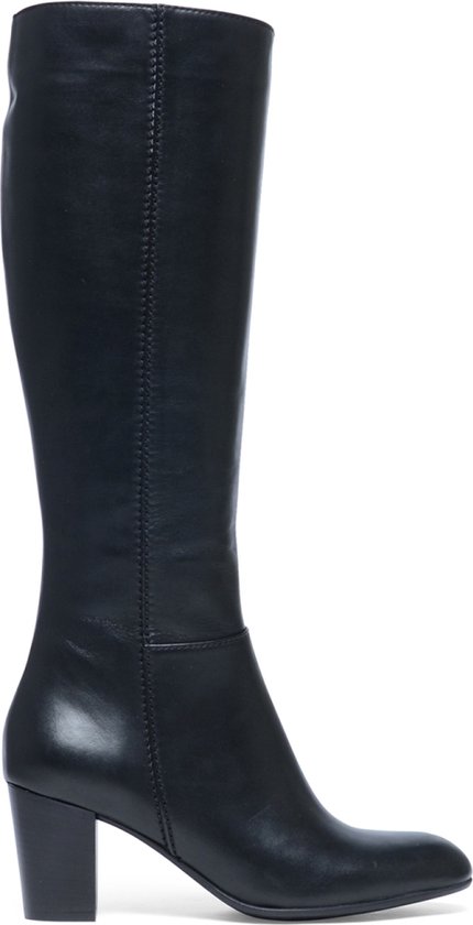 Manfield - Dames - Zwarte hoge laarzen met hak met smalle schacht - Maat 37  | bol.com