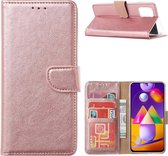 Hoesje Geschikt Voor Samsung Galaxy A42 5G hoesje bookcase Rose Goud - Galaxy A42 wallet case portemonnee hoes cover