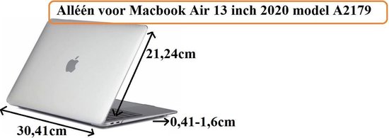 Macbook Case Cover Hoes voor Macbook Air 13 inch 2020 A2179 - A2337 M1 - Laptop Cover - Doorzichtig -Clear - Xssive