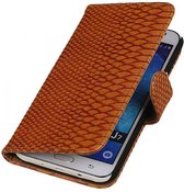 Mobieletelefoonhoesje.nl - Slang Bookstyle Hoesje voor Samsung Galaxy J7 Bruin