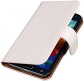 Croco Bookstyle Wallet Case Hoesje Geschikt voor Samsung Galaxy S5 G900F Wit