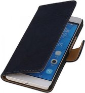 Bark Bookstyle Wallet Case Hoesje Geschikt voor de Huawei Ascend P8 Donker Blauw