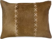 Sierkussen - Half Dekensteek Koe Bruin/wit - Bruin En Beige - 35 Cm X 45 Cm