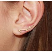 Twice As Nice Oorbellen in goudkleurig edelstaal, ear climber, tak