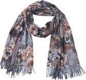 Dielay - Zachte Sjaal met Bloemen - 180x70 cm - Grijs