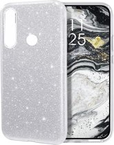 Motorola G8 Plus Hoesje Glitters Siliconen TPU Case Zilver - BlingBling Cover