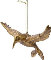 1x Kerstboomhangers gouden kolibrie vogels/vogeltjes 13 cm kerstversiering - Gouden kerstversiering/boomversiering