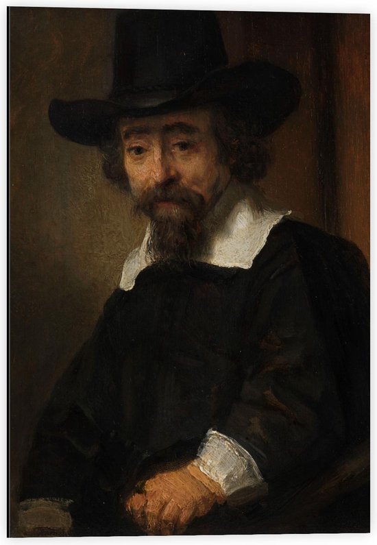 Dibond - Oude meesters - Portret van Ephraïm Bueno, Rembrandt van Rijn - 40x60cm Foto op Aluminium (Met Ophangsysteem)