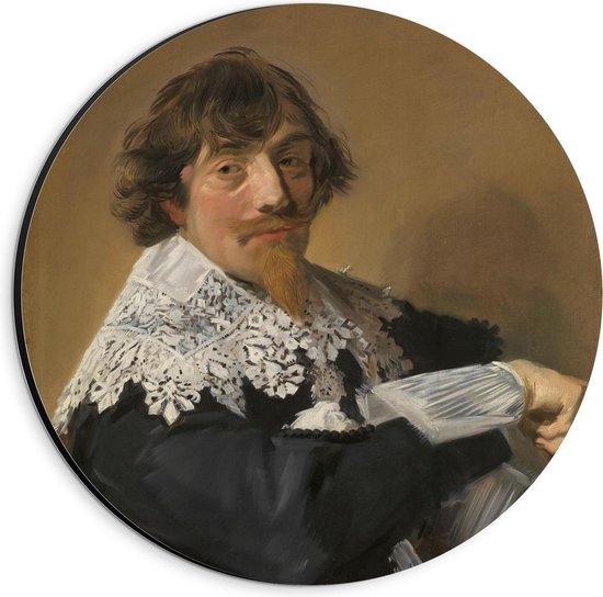 Dibond Wandcirkel - Oude meesters - Portret van een man, Frans Hals, ca. 1635 - 20x20cm Foto op Aluminium Wandcirkel (met ophangsysteem)