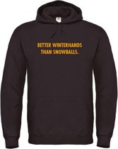 Wintersport hoodie zwart S - Better winterhands than snowballs - okergeel - soBAD. | Foute apres ski outfit | kleding | verkleedkleren | wintersporttruien | wintersport dames en heren