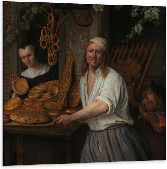 Forex - Oude meesters - Bakker A. Oostwaard en zijn vrouw, Jan Havicksz. Steen - 100x100cm Foto op Forex