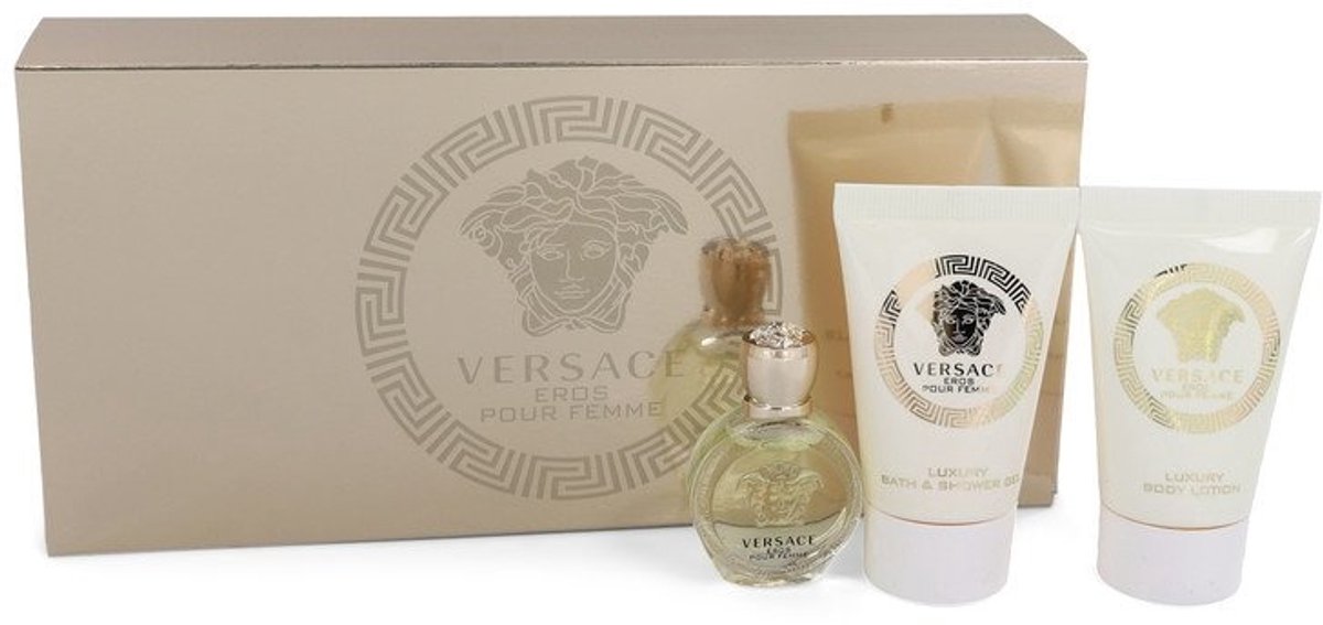 Versace Eros by Versace   - Gift Set - 10 ml Mini EDP + 20 ml Shower Gel + 20 ml Body Lotion