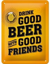 Drink Good Beer Metalen wandbord in reliëf 15 x 20 cm.