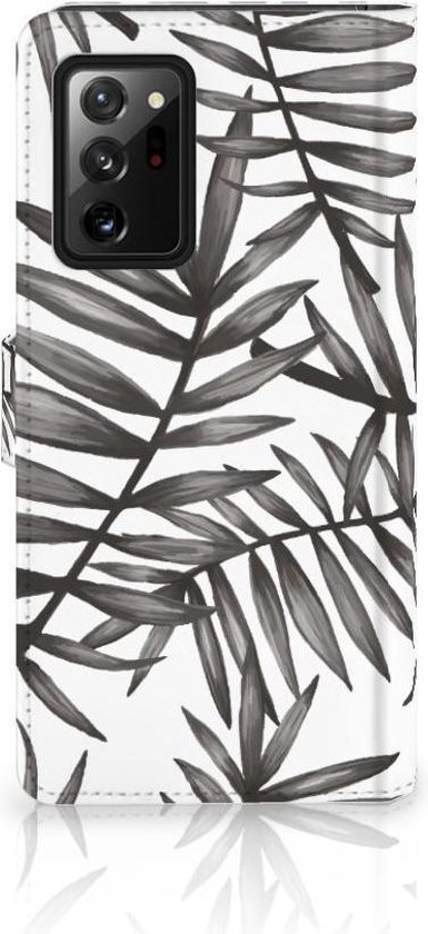 PU Premium Housse pour Samsung Galaxy Note20 Ultra Portefeuille Feuilles Grises