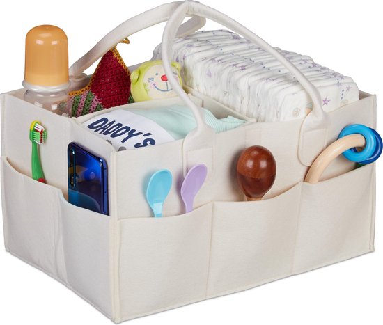 relaxdays sac à couches bébé - sac de chambre en feutre - organisateur  couches 