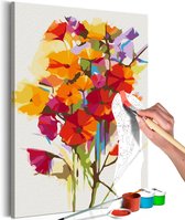 Doe-het-zelf op canvas schilderen - Zomer Bloemen 40x60,  Europese kwaliteit, cadeau idee