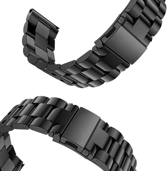 Luxe Metalen Armband Geschikt Voor Samsung Galaxy Watch3 45mm Horloge Bandje - Schakel Polsband Strap RVS - Met Horlogeband Inkortset - Stainless Steel Watch Band - One-Size - Zwart - AA Commerce