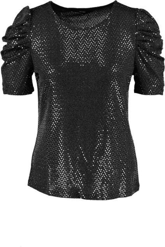 zwart glitter stretch shirt - Maat XS bol.com