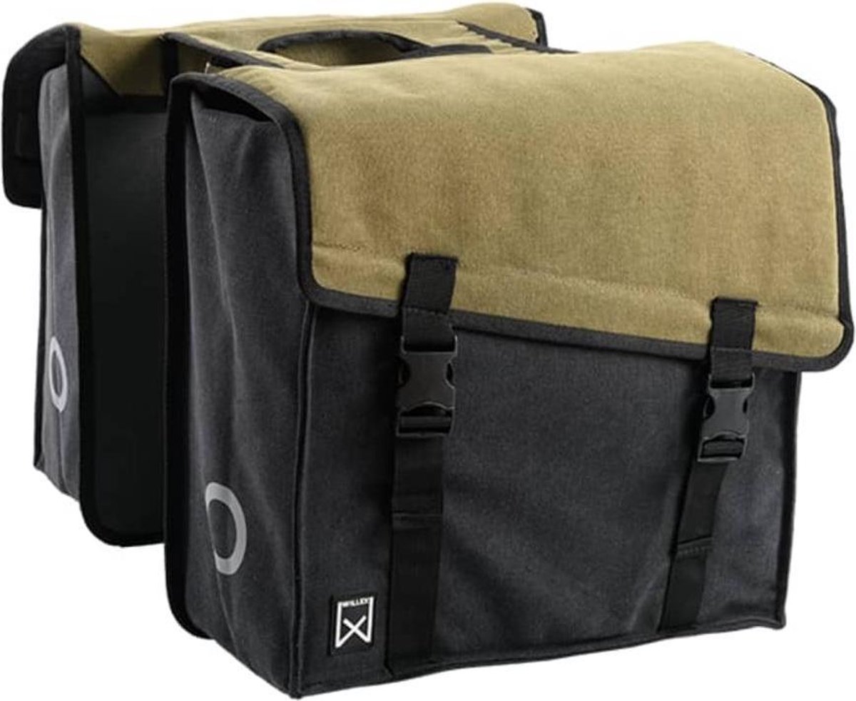 Willex - Dubbele Canvas Tas 101 - Groen/Zwart - Universele Bevestiging - Afgeschuind - 38 liter