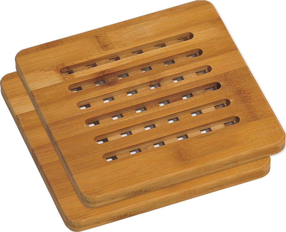 16 stuks 10,2 x 10,2 x 1 cm ronde bamboe onderzetters