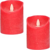 3x Rode LED kaarsen / stompkaarsen 10 cm - Luxe kaarsen op batterijen met bewegende vlam