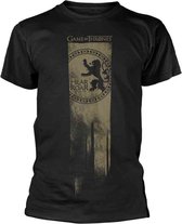 Game Of Thrones Heren Tshirt -L- Lannister Flag - Hear Me Roar Zwart