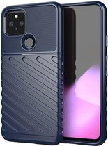 Google Pixel 5 Twill Thunder Texture Back Cover Blauw