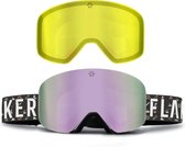 FLAKER Magnetische Skibril - Bright – Wit Frame – VIOLET Revo Spiegellens + Extra Lowlight Lens + Beschermcase