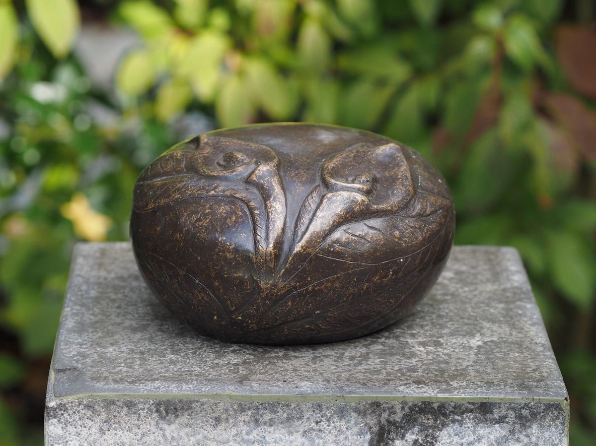 Decoratief Beeld - Bronzen Beelden: Urne Met Bloemen - Kunststof - Bronzart - Multicolor - 21 X 18 Cm