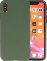 Premium Color Bescherming Telefoonhoesje - Backcover Hoesje - Achterkant Hoesje - Geschikt voor iPhone Xs Max - Donker Groen