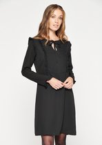 LOLALIZA Mini jurk met franjes en lange mouwen - Zwart - Maat 44