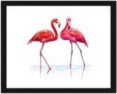 Foto in frame Getekende roze flamingo's, 3 maten, Premium print