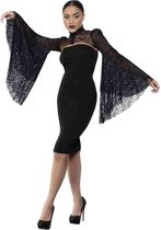 Fever Kostuum Top Deluxe Gothic Sleeve Shawl Zwart