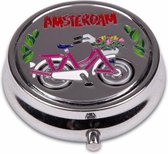 Pillendoosje Fiets Kleur Amsterdam Shiny Zilver - Souvenir