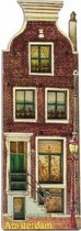 Magneet 2D MDF Huis Met Lantaarn  Amsterdam - Souvenir