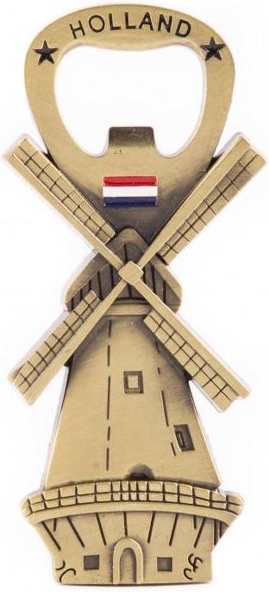 Opener Magneet Molen Holland Brons - Souvenir