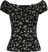 Collectif Dolores Berry Floral 50's Top Zwart