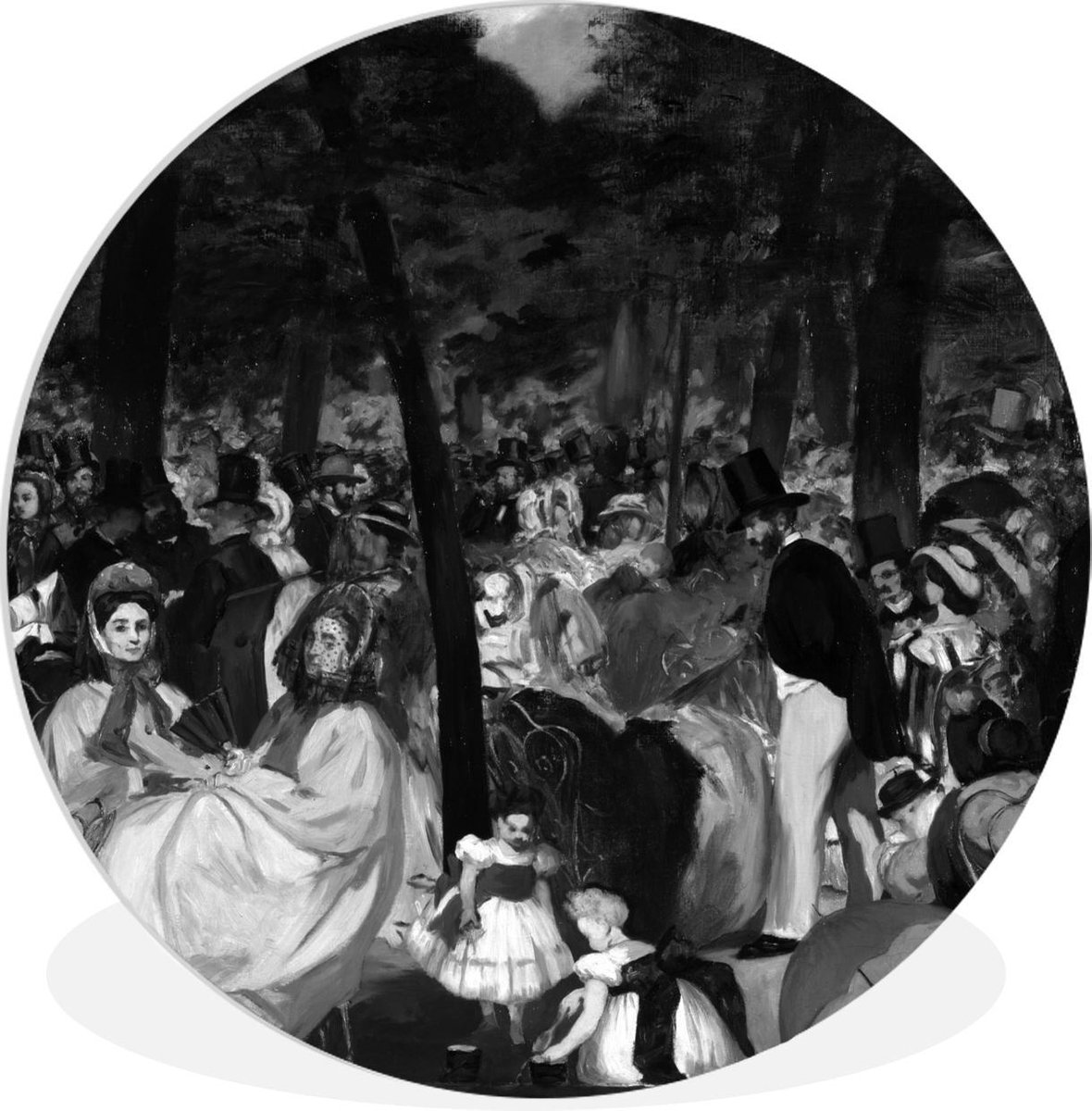 WallCircle - Wandcirkel - Muurcirkel Binnen - Muziek in de Tuilerieën - Edouard Manet - 140x140 cm - Wanddecoratie - Ronde Schilderijen