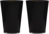 2x stuks luxe zwarte conische stijlvolle vaas/vazen van glas 30 x 22 cm - Bloemen/boeketten vaas voor binnen gebruik