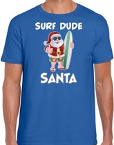 Surf dude Santa fun Kerstshirt / Kerst t-shirt blauw voor heren - Kerstkleding / Christmas outfit XL