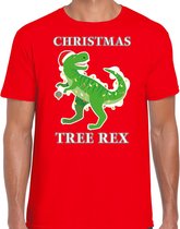 Christmas tree rex Kerstshirt / Kerst t-shirt rood voor heren - Kerstkleding / Christmas outfit S