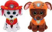 Paw Patrol knuffels set van 2x karakters Marshall en Zuma 15 cm - Kinder speelgoed hondjes