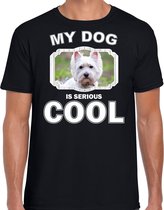West terrier honden t-shirt my dog is serious cool zwart - heren - West terriers liefhebber cadeau shirt XL